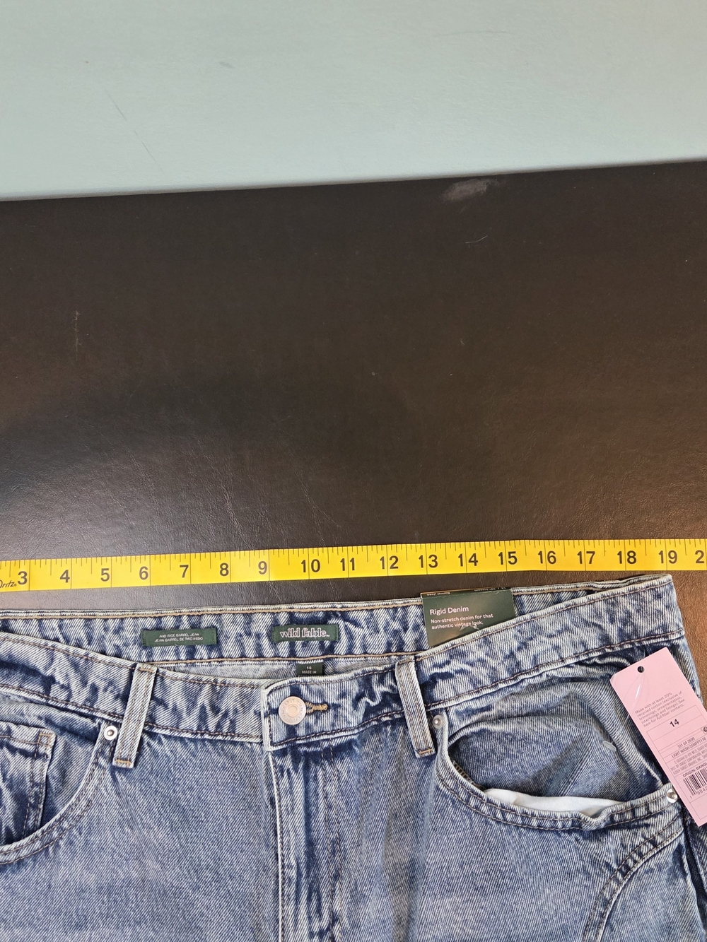 Wild Fable Mid-Rise Barrel Jean Light Wash Size 14 NWT Rigid Denim 32" Inseam - Picture 10 of 14